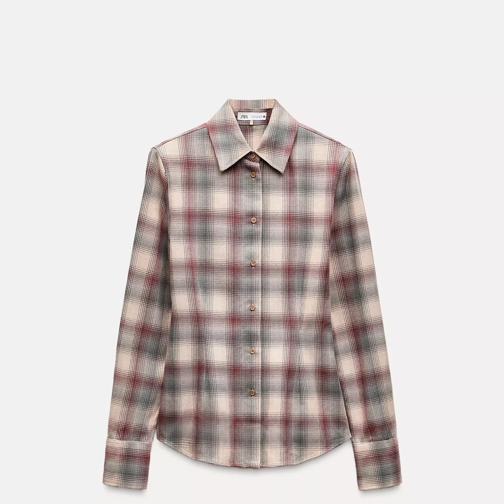 ZARA ZW COLLECTION PLAID SHOULDER PAD SHIRT